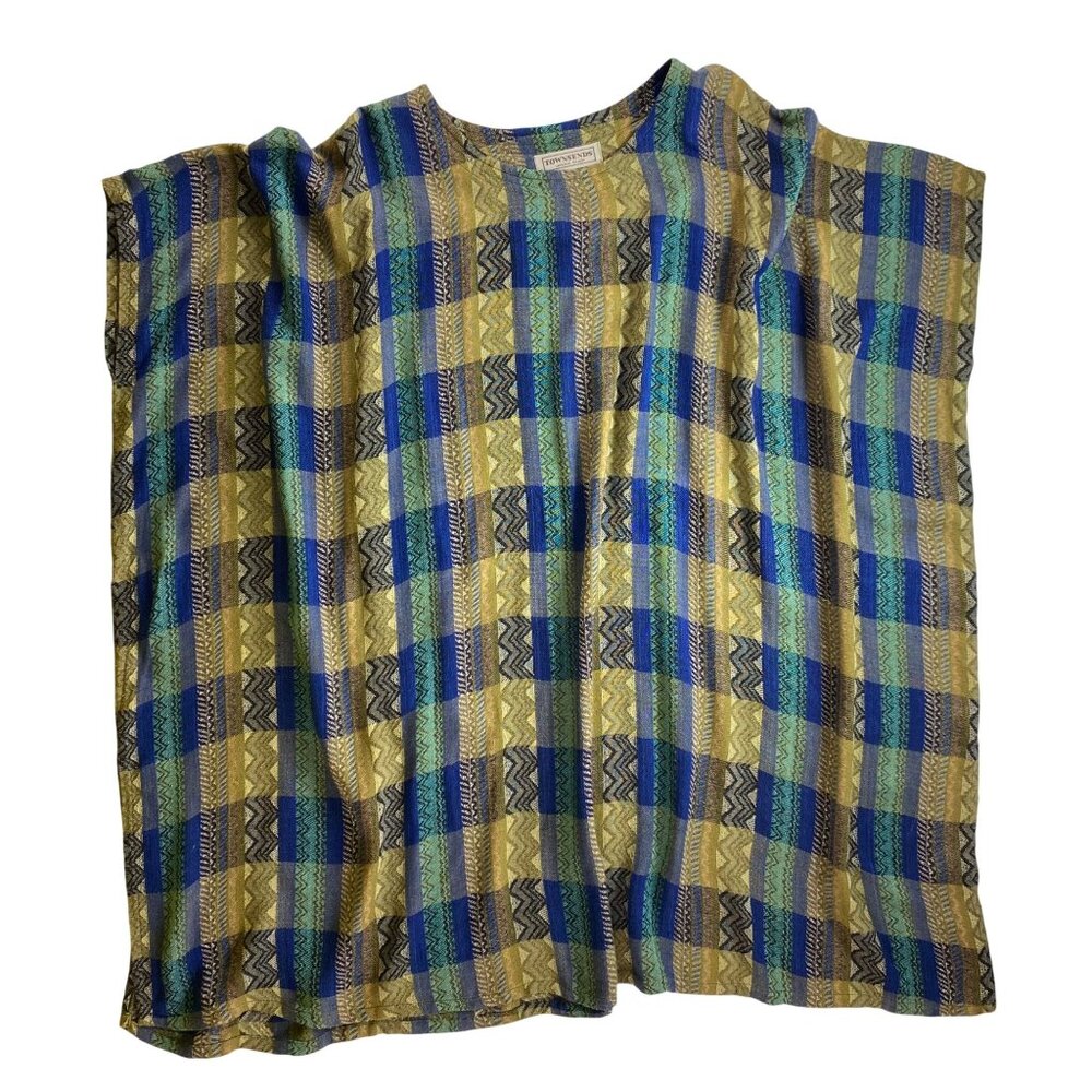 Townsends Laguna Beach Plaid‎ Poncho Top One Size Boho Hippie Western Dress Luxe